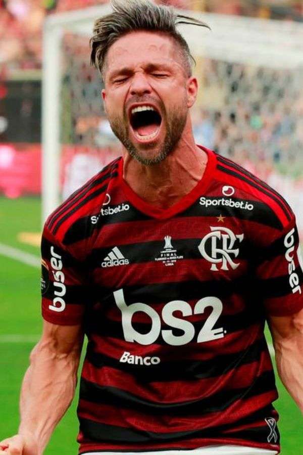 Diego Ribas comemora título do Flamengo na Libertadores 2019.