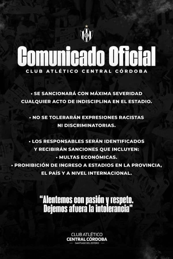 Central Córdoba emite comunicado antes do jogo do Flamengo na Libertadores