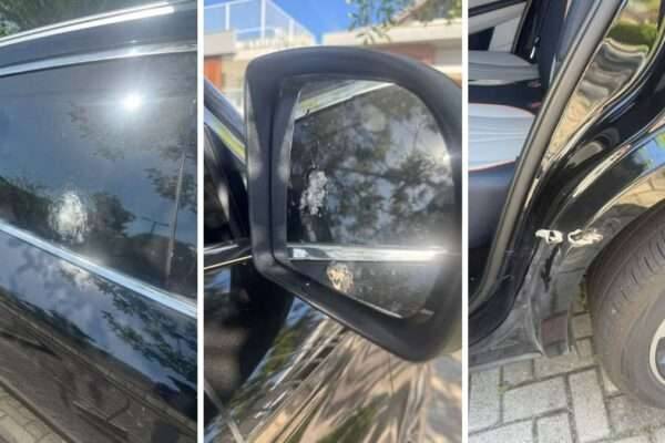 Veja o carro do goleiro Rossi depois de tentativa de assalto a jogadores do Flamengo hoje