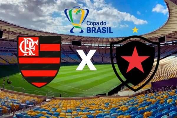 Arte com campo do Maracanã e escudos do Flamengo e Botafogo-PB