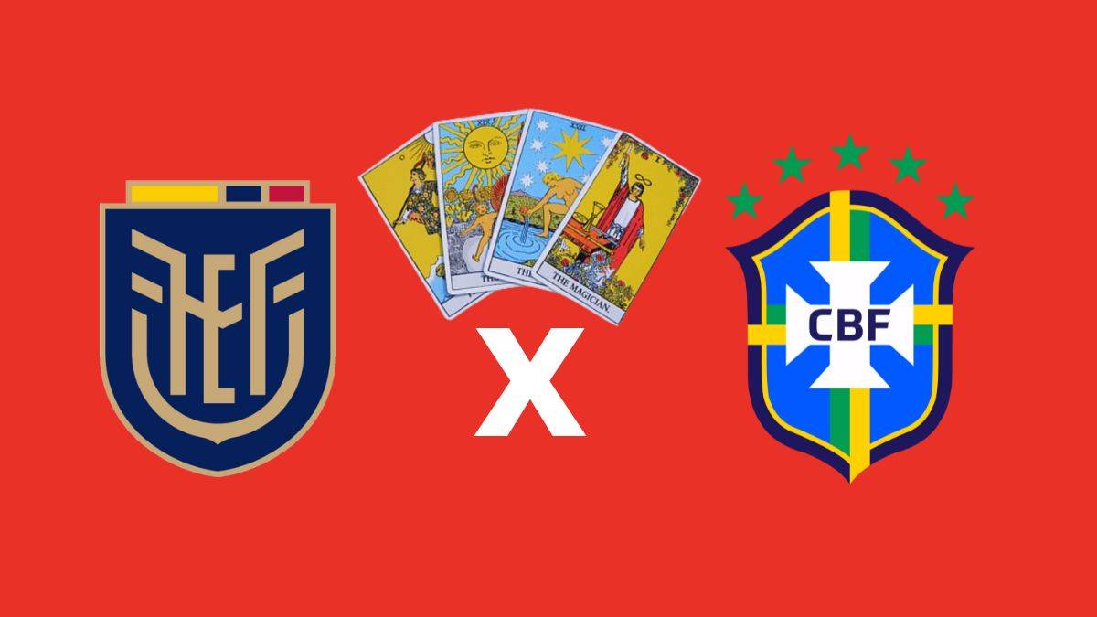 Arte com escudos de Equador x Brasil