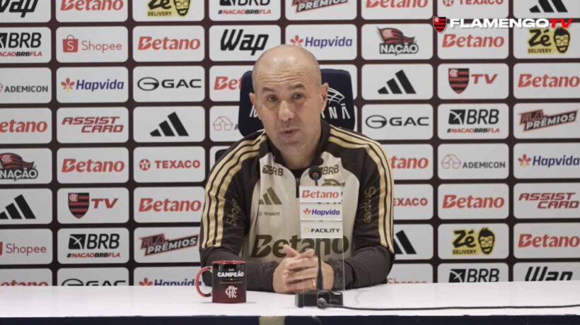 Jardim critica arbitragem após expulsão de Carrascal na derrota do Flamengo para o Palmeiras. (Imagem: Reprodução/ Flamengo TV)